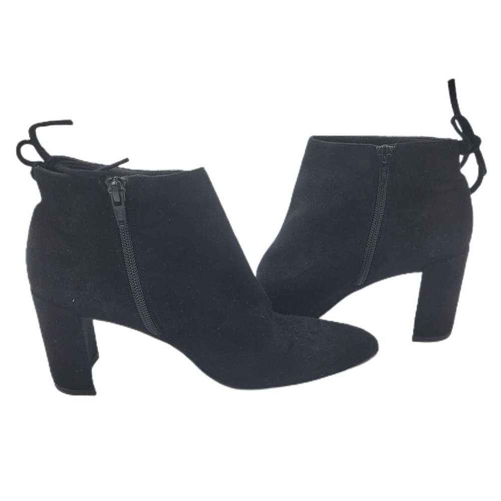 Stuart Weitzman " Lofty " Black Suede Side Zip Back Tie Ankle Bootie NWOB S 6 - Picture 1 of 12